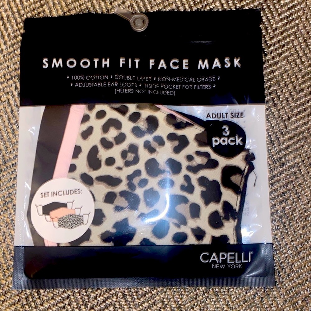 Capelli New York 3 Pack Smooth Fit Face Masks Adult Size
